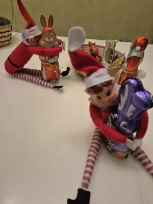 Elf catching strange rabbit