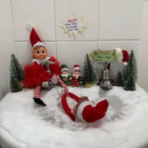 Elf 'falls through the ice' in the sink