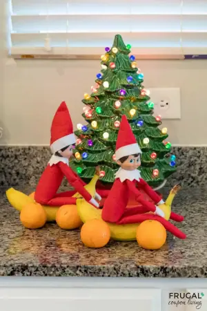 Elves go banana boating under the Christmas tree!