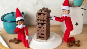 Elves play a tasty game of Chocolate Jenga!