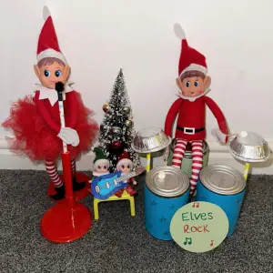 Elves playing music in a band